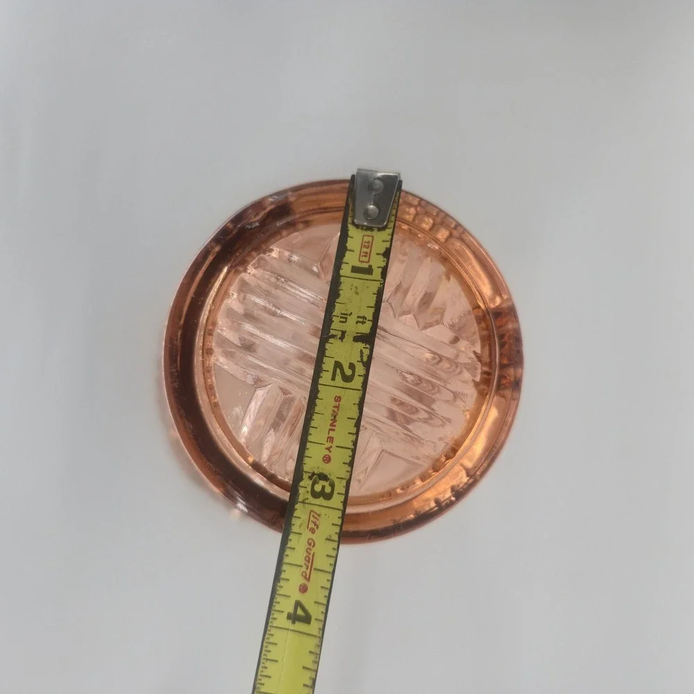 Vintage Pink Depression Glass Vase Art Deco Geometric Prismatic 7 Inch Blush